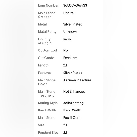 FOSSIL CORAL PENDANT - Picture 2 of 6